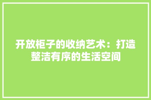 开放柜子的收纳艺术：打造整洁有序的生活空间 中式风格装饰