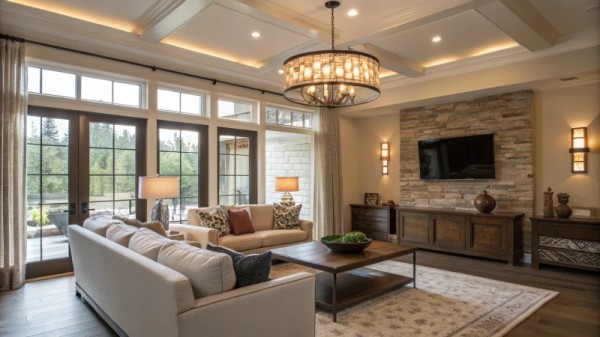 Modern living room with effective lighting design
