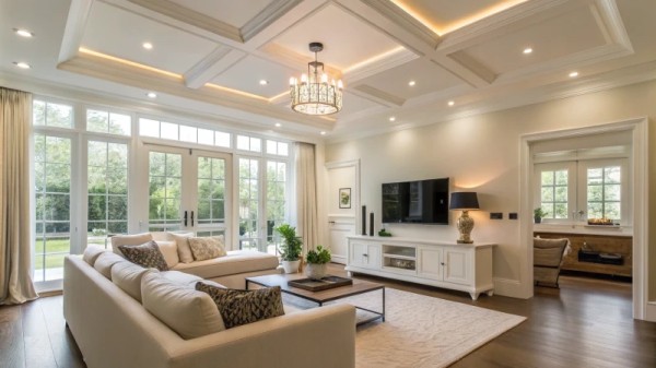 Modern living space with innovative lighting and smart technology