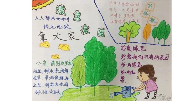 绿色环保手抄报人人参与共建绿色家园手抄报