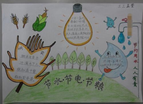 节约能源节约水电粮食手抄报节约能源手抄报