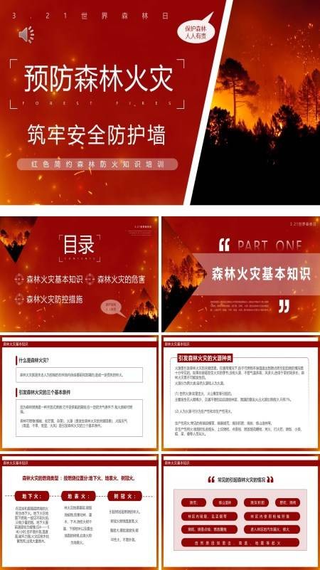 预防森林火灾安全教育PPT模板