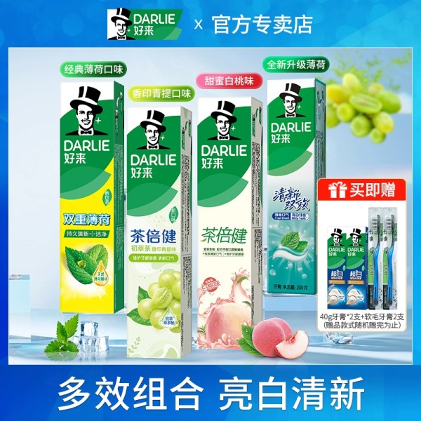 880g！好来黑人双效清新牙膏6支装+牙刷1支