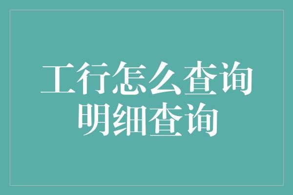 工行怎么查询明细查询