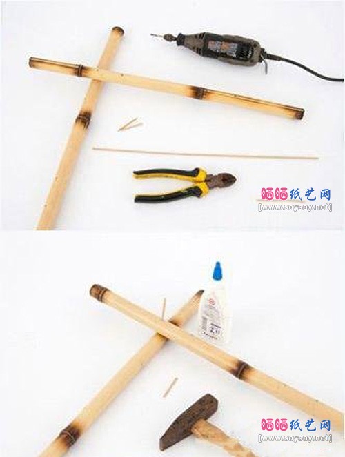 木棒手工制作逼真的居家3D装饰墙面花篮
