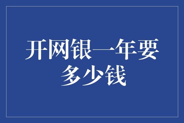 开网银一年要多少钱