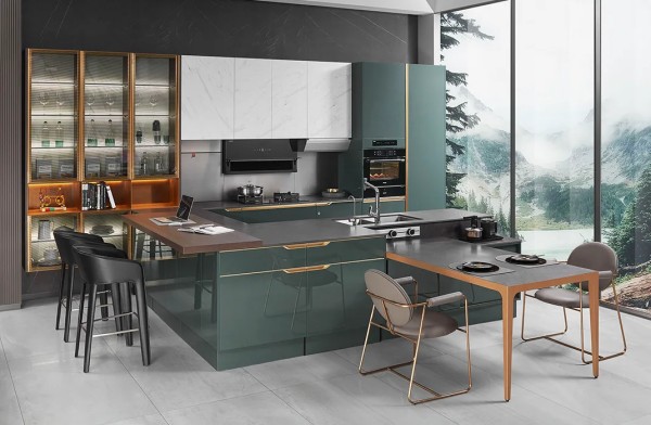 modern-green-cabinets-with-l-shaped-kitchen-island