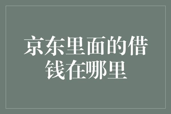 京东里面的借钱在哪里