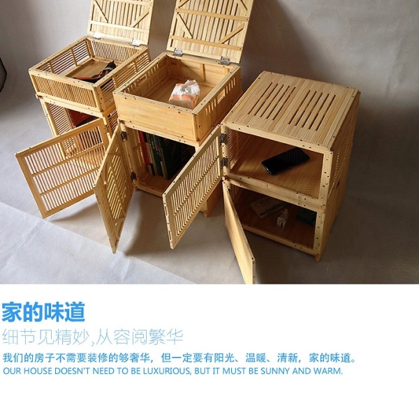 竹制收纳床头柜DIY多功能储物方形现代简约实木北欧日