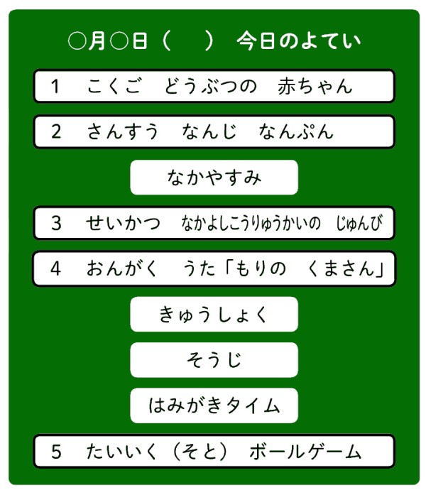 予定を書いたボード