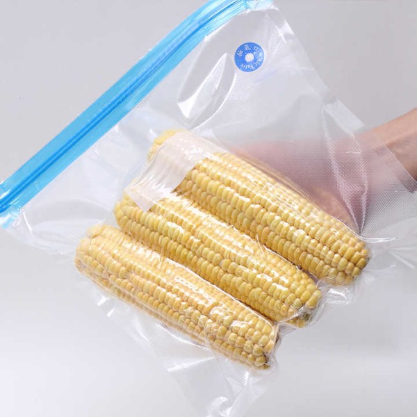 Vacuum Seal Bags for Food Fruit Storage with Air Valve Reusable Vacuum Food Storage Bags with Pump Kitchen Foldable Opp Bag Blue