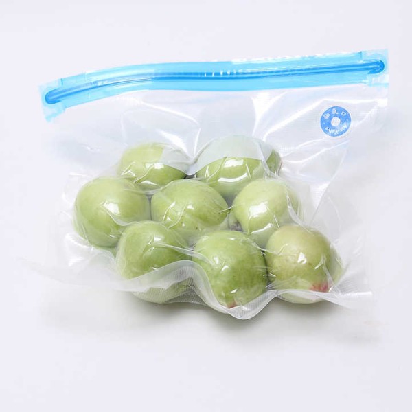 Vacuum Seal Bags for Food Fruit Storage with Air Valve Reusable Vacuum Food Storage Bags with Pump Kitchen Foldable Opp Bag Blue
