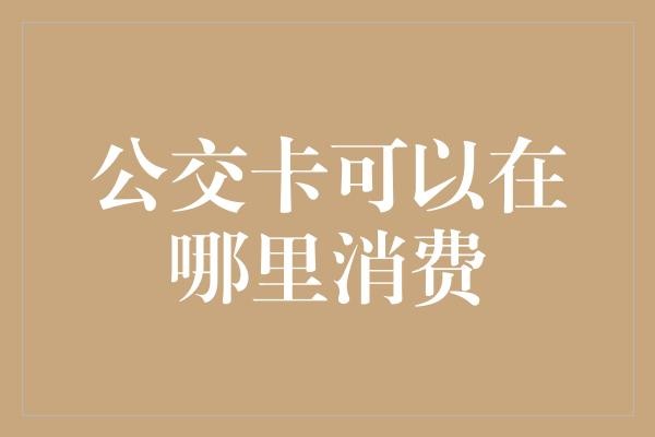 公交卡可以在哪里消费
