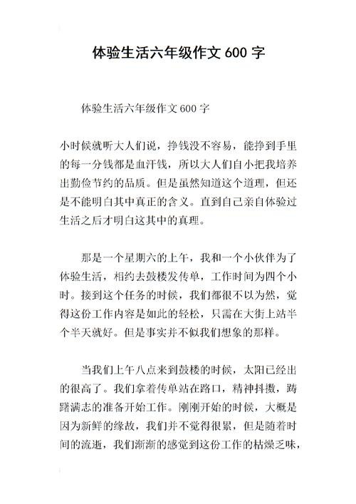 体验生活作文 体验生活作文600字