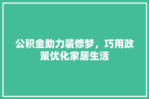 公积金助力装修梦，巧用政策优化家居生活 地板材料