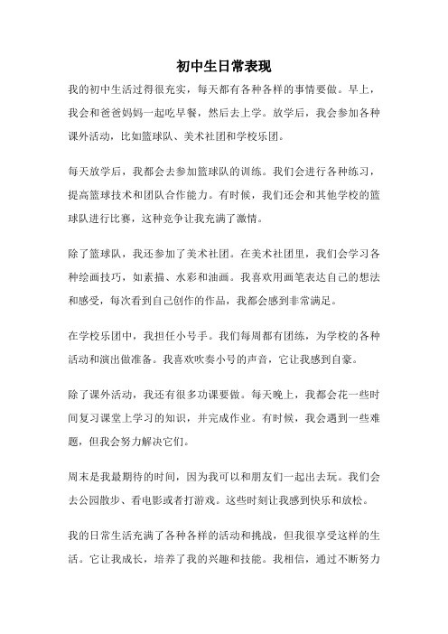 初中生日常表现