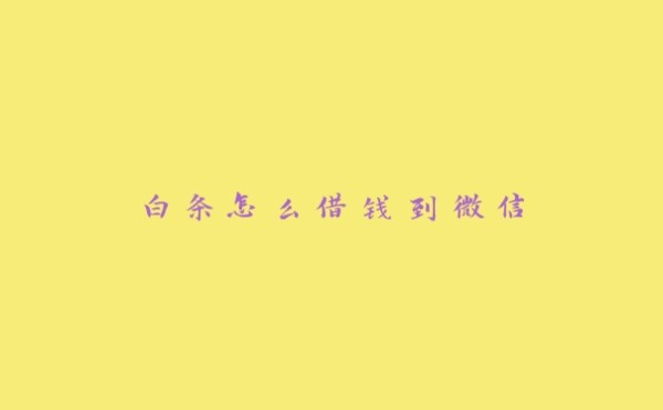 白条怎么借钱到微信