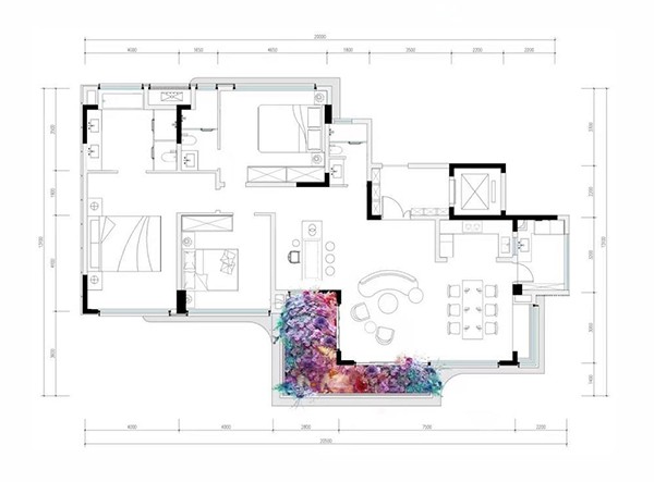 建筑面積約180m²戶型裝修示意圖。首鋼地產供圖