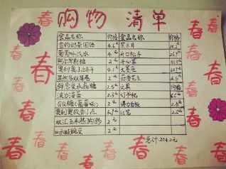 过年购物清单手抄报