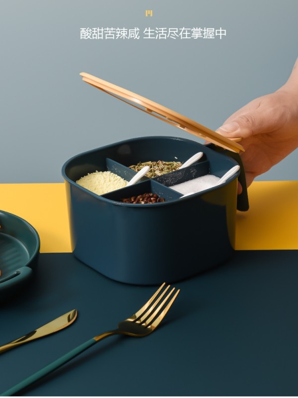 调料盒组合套装家用厨房用品盐糖味精四格收纳一体多格调味罐_良品家居网店_家庭/个人清洁工具-第2张图片-提都小院