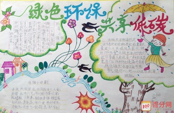 绿色低碳生活我能行手抄报