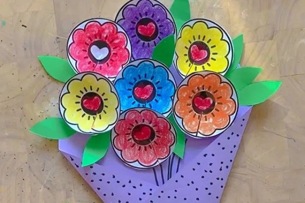 妇女节手工,剪纸,剪纸花,花束制作,花束
