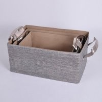 现代宜家PU收纳筐 仿麻收纳篮 化妆品收纳盒 无盖储物筐 脏衣物收纳筐3件套(不开发票)6572B#