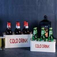 开利欧式铁艺啤酒篮葡萄酒红酒架户外饮料篮优质镀锌铁酒吧手提篮