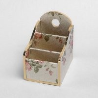 田园皮木制小号遥控器收纳蓝PU+木质收纳篮009