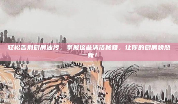 轻松告别厨房油污,掌握这些清洁秘籍,让你的厨房焕然一新!