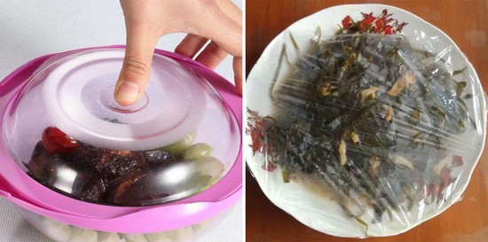 　剩饭菜存储前都要放入保鲜盒或加盖保鲜膜