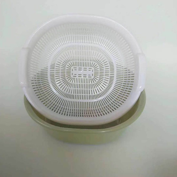 批发双层沥水篮 水果塑料圆形篮 洗菜神器 滴水篮厨房用品厂家