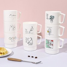 YAMADA 山田化学日本进口手绘图案饮水杯 8个图案 360ml 适用于微波炉洗碗机和烘干机