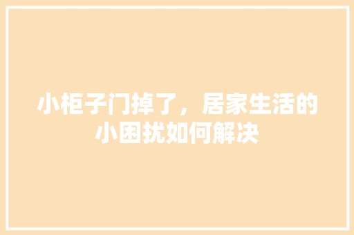 小柜子门掉了，居家生活的小困扰如何解决 现代风格装饰