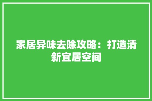 家居异味去除攻略：打造清新宜居空间 现代风格装饰