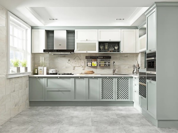 white-and-blue-shaker-cabinets-for-a-closed-kitchen-with-extensive-storage-solutions