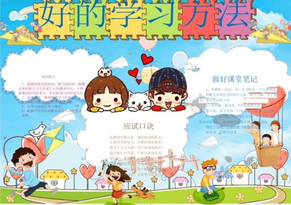 可小学生学习好方法小报手抄报word模板.docx 2页
