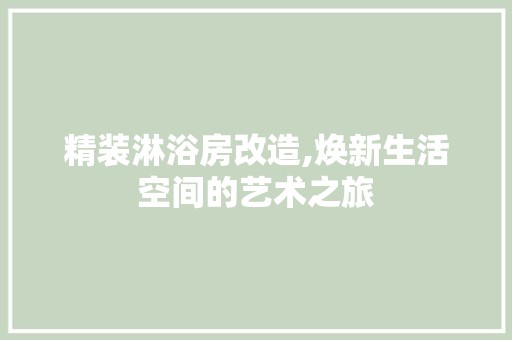 精装淋浴房改造,焕新生活空间的艺术之旅 家电维修