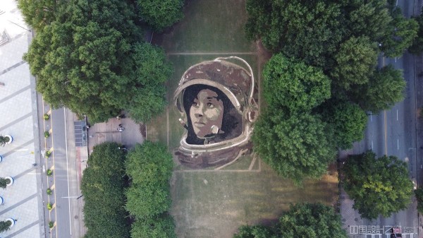 Stephanie Wilson Portrait Using Earth by Stan Herd