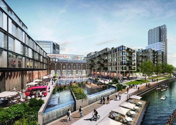 Cardiff central quay waterfront view
