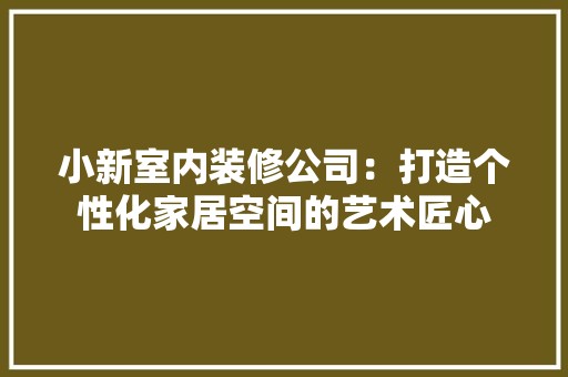 小新室内装修公司：打造个性化家居空间的艺术匠心 现代风格装饰
