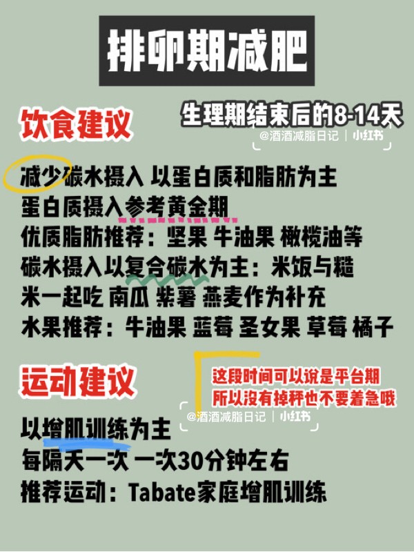 生理期减脂饮食运动指南减肥黄金期