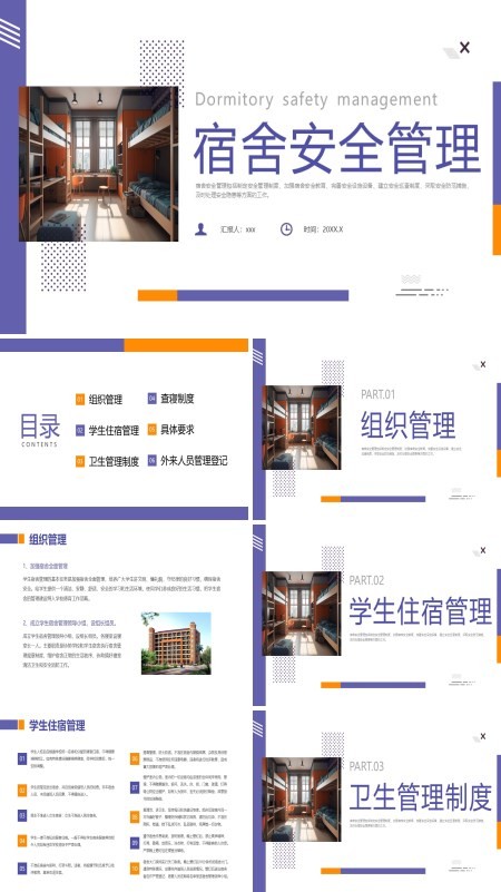 宿舍安全管理培训课件PPT模板