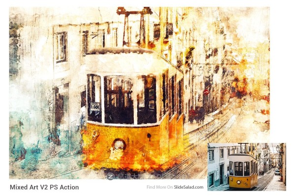 复古做旧混合效果照片处理特效PS动作模板 Mixed Art 2 Photoshop Action插图5