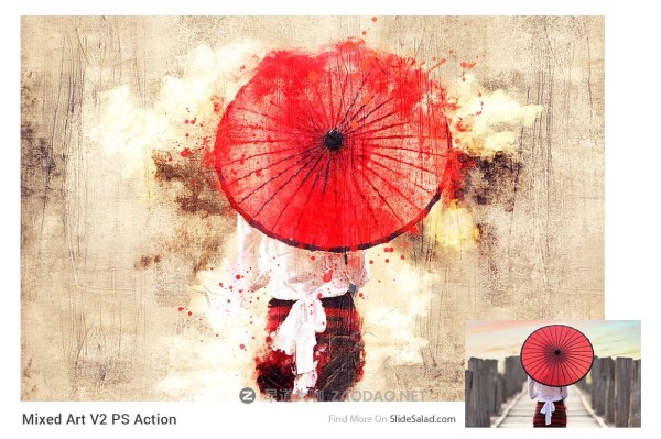 复古做旧混合效果照片处理特效PS动作模板 Mixed Art 2 Photoshop Action插图7