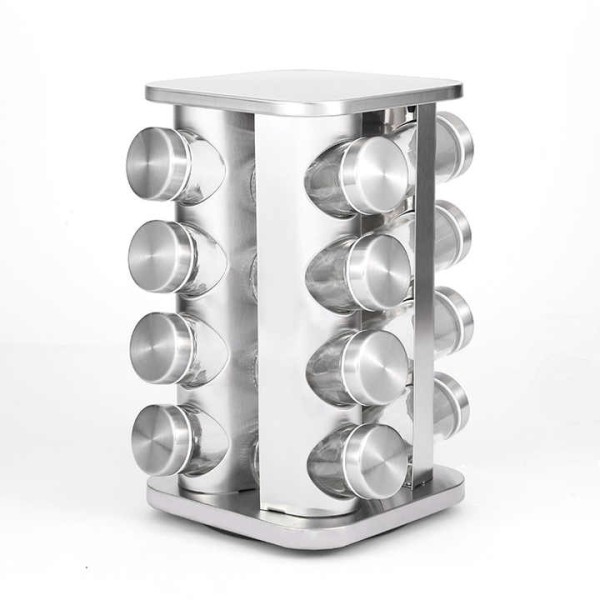 Rotary Seasoning Bottle Storage Shelf Stainless Steel Vertical Rotatable Spice Organizer Rack with Condiment Bottle