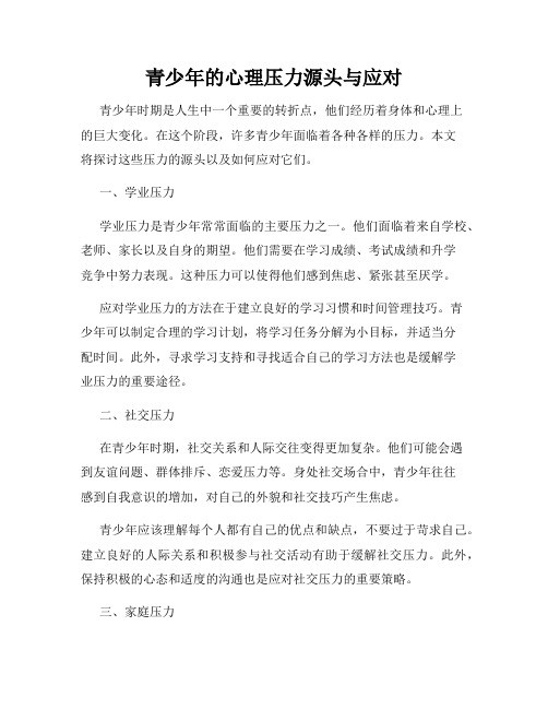 青少年的心理压力源头与应对