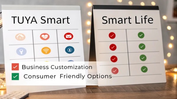 A comparison chart showcasing customization features of Tuya Smart and Smart Life