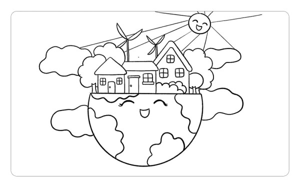 世界地球日画环保主题儿童画