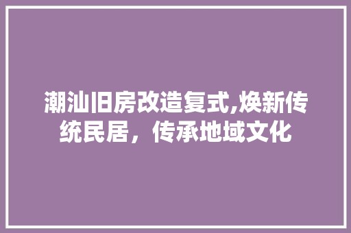潮汕旧房改造复式,焕新传统民居，传承地域文化 家电维修